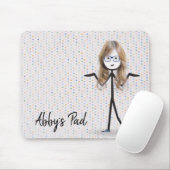 Strichfigur-Mädchen mit blondem Haar an Punkten Mousepad (Mit Mouse)