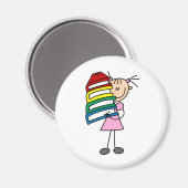 Strichfigur-Mädchen mit Büchern Magnet (Vorderseite/Rückseite)