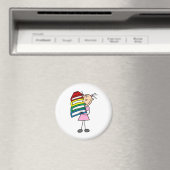 Strichfigur-Mädchen mit Büchern Magnet (In Situ (Geschirrspüler))