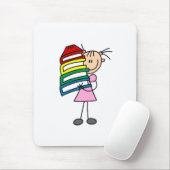 Strichfigur-Mädchen mit Büchern Mousepad (Mit Mouse)