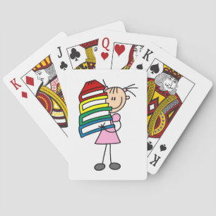 Strichfigur-Mädchen mit Büchern Spielkarten
