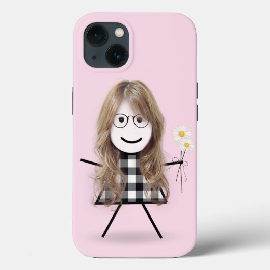Strichfigur-Mädchen mit Daisies Case-Mate iPhone Hülle (Rückseite)