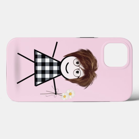 Strichfigur-Mädchen mit Daisy Bouquet Case-Mate iPhone Hülle (Rückseite (Horizontal))