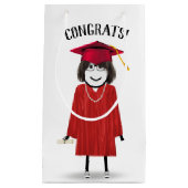 Strichfigur-Mädchen mit Diplom Kleine Geschenktüte (Vorderseite)