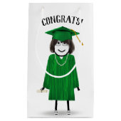Strichfigur-Mädchen mit Diplom Kleine Geschenktüte (Vorderseite)