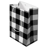 Strichfigur-Mädchen mit Frisur und Buffalo Kariert Mittlere Geschenktüte (Rückseite Schrägansicht)