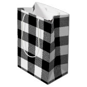 Strichfigur-Mädchen mit Frisur und Buffalo Kariert Mittlere Geschenktüte (Rückseite Schrägansicht)