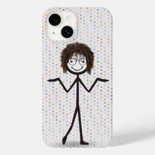Strichfigur-Mädchen mit Haar und Brille Case-Mate iPhone 14 Hülle