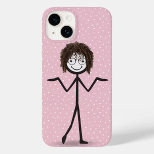 Strichfigur-Mädchen mit Haar und Brille Case-Mate iPhone 14 Hülle