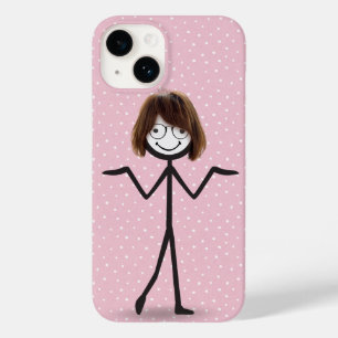 Strichfigur-Mädchen mit Haar und Brille Case-Mate iPhone 14 Hülle