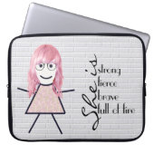 Strichfigur-Mädchen mit Haarausfall und inspiriere Laptopschutzhülle (Vorderseite)