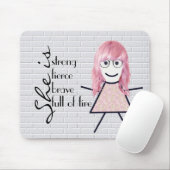Strichfigur-Mädchen mit Haarausfall und inspiriere Mousepad (Mit Mouse)