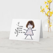 Strichfigur-Mädchen mit Haare zum Geburtstag der M Karte (Gelbe Blume)