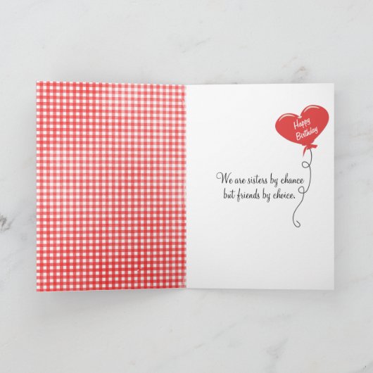 Strichfigur-Mädchen mit Haarfahne für Schwester Karte (Innenseite)