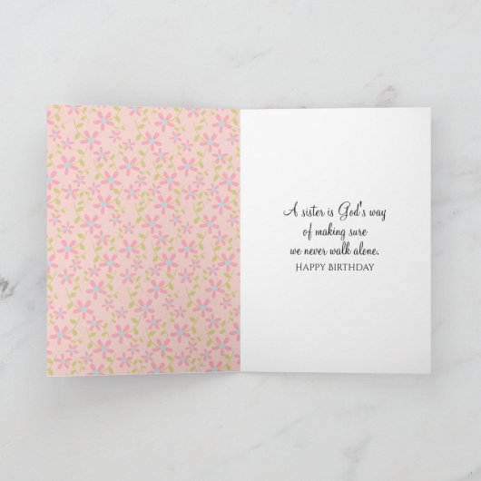 Strichfigur-Mädchen mit Haarfahne für Schwester Karte (Innenseite)