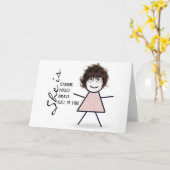 Strichfigur-Mädchen mit Haarpflege Karte (Gelbe Blume)