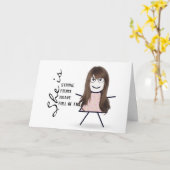 Strichfigur-Mädchen mit Haartracht für Mama Karte (Gelbe Blume)