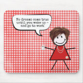 Strichfigur-Mädchen mit Kaffee Tasse auf Gingham Mousepad (Vorne)