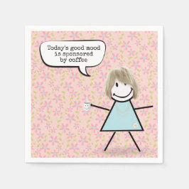 Strichfigur-Mädchen mit Kaffee-Tasse Serviette