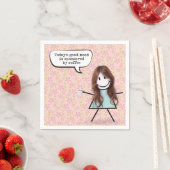 Strichfigur-Mädchen mit Kaffee-Tasse Serviette (Beispiel)