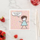 Strichfigur-Mädchen mit Kaffee-Tasse Serviette (Beispiel)