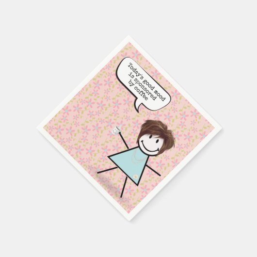 Strichfigur-Mädchen mit Kaffee-Tasse Serviette (Ecke)