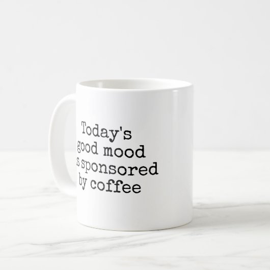 Strichfigur-Mädchen mit Kaffee und Zitat Kaffeetasse (Vorderseite Links)