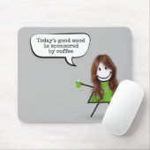 Strichfigur-Mädchen mit Kaffee und Zitat Mousepad (Mit Mouse)