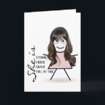 Strichfigur-Mädchen mit langem Haar für Sister Karte<br><div class="desc">Niedliches Stickermädchen mit langen Haaren,  Brillen und Blumenkleid auf weißem Hintergrund zum Geburtstag der Schwester.</div>