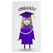Strichfigur-Mädchen mit Lila Oberstufe und Diplom Kleine Geschenktüte (Vorderseite)