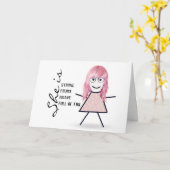 Strichfigur-Mädchen mit Rosa für Mama Karte (Gelbe Blume)