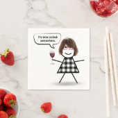 Strichfigur-Mädchen mit Rotem Wein Napkins Serviette (Beispiel)