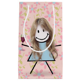 Strichfigur-Mädchen mit Rotwein Kleine Geschenktüte