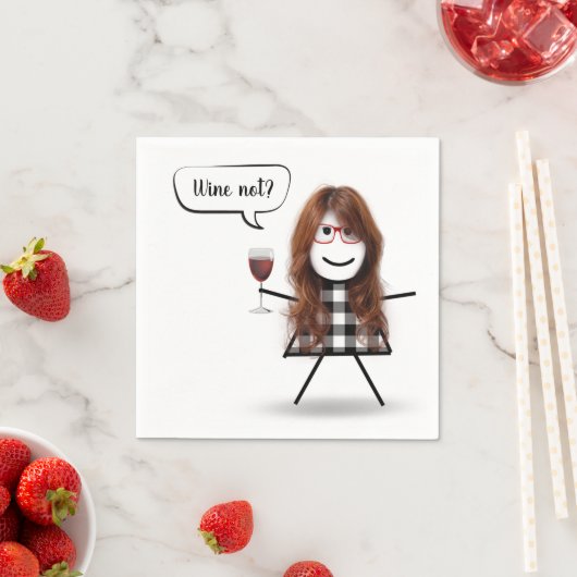 Strichfigur-Mädchen mit Rotwein Serviette (Beispiel)