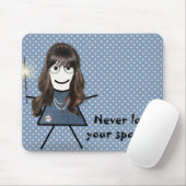 Strichfigur-Mädchen mit Sparkler auf Polka Dots Mousepad (Mit Mouse)