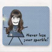 Strichfigur-Mädchen mit Sparkler auf Polka Dots Mousepad (Vorne)