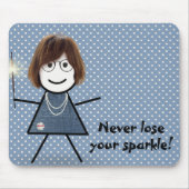 Strichfigur-Mädchen mit Sparkler auf Polka Dots Mousepad (Vorne)