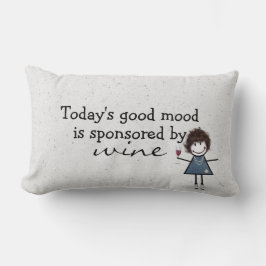 Strichfigur-Mädchen mit Wein und Sneakers Lendenkissen