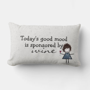 Strichfigur-Mädchen mit Wein und Sneakers Lendenkissen