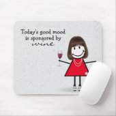 Strichfigur-Mädchen mit Wein und Sneakers Mousepad (Mit Mouse)