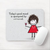 Strichfigur-Mädchen mit Wein und Sneakers Mousepad (Mit Mouse)