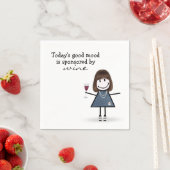 Strichfigur-Mädchen mit Wein und Sneakers Serviette (Beispiel)