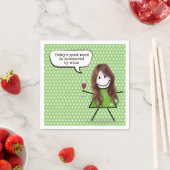 Strichfigur-Mädchen mit Wein und Zitat Serviette (Beispiel)