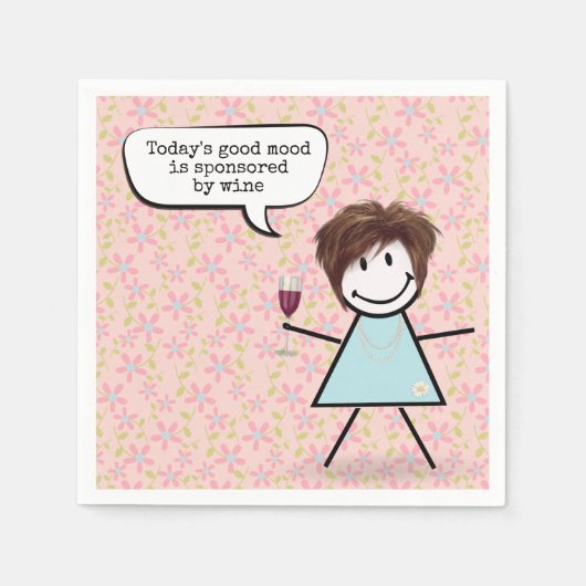 Strichfigur-Mädchen mit Weinglas Serviette (Vorderseite)