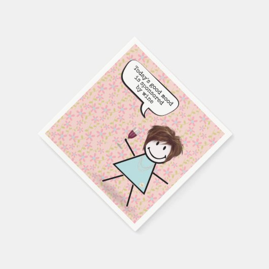 Strichfigur-Mädchen mit Weinglas Serviette (Ecke)