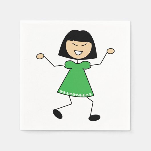 Strichfigur-Mädchen Paper Napkins Serviette (Vorderseite)