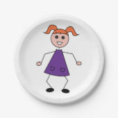 Strichfigur-Mädchen Pappteller (Vorderseite)