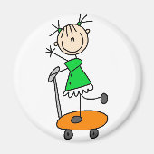 Strichfigur-Mädchen Skaten Magnet (Vorne)