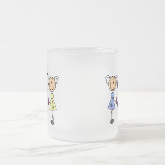 Strichfigur-Mädchen-springendes Seil Mattglastasse (Mittel)