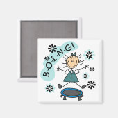 Strichfigur-Mädchen zu Trampolin-T - Shirt und Ges Magnet (Vorderseite/Rückseite)